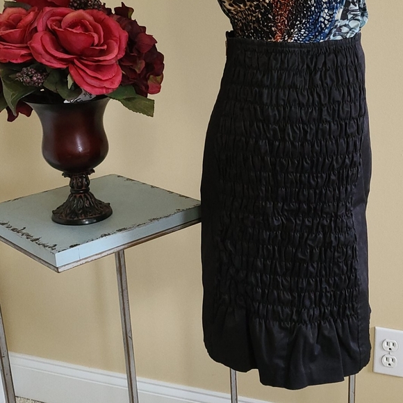 Sexy Skirt Fitted Stretch Black Elegant Unique Side Smocking Spanner Monhattan M - Picture 9 of 14